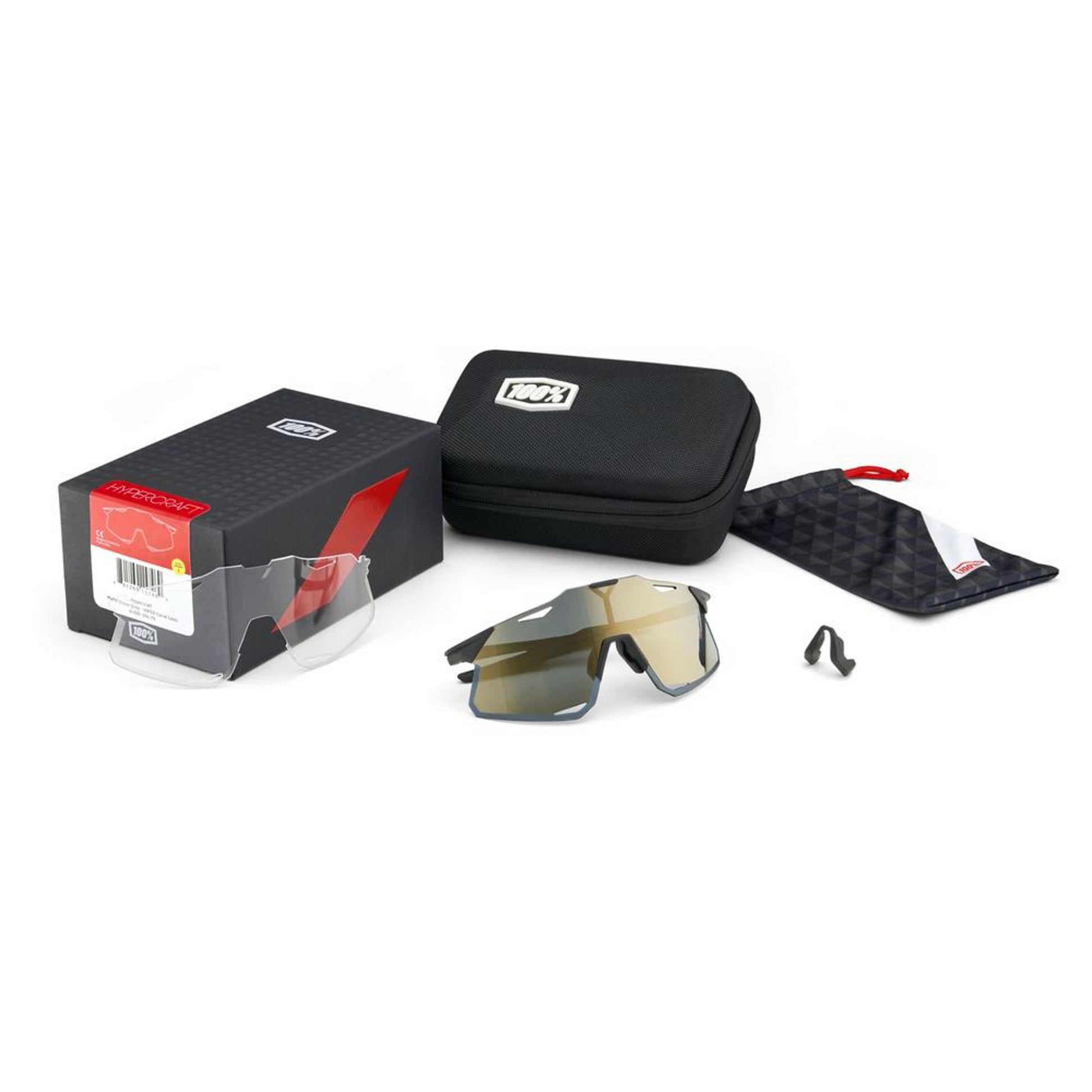 100% Hypercraft Sunglasses Matte Black with HiPER Red Multilayer Mirror Lens