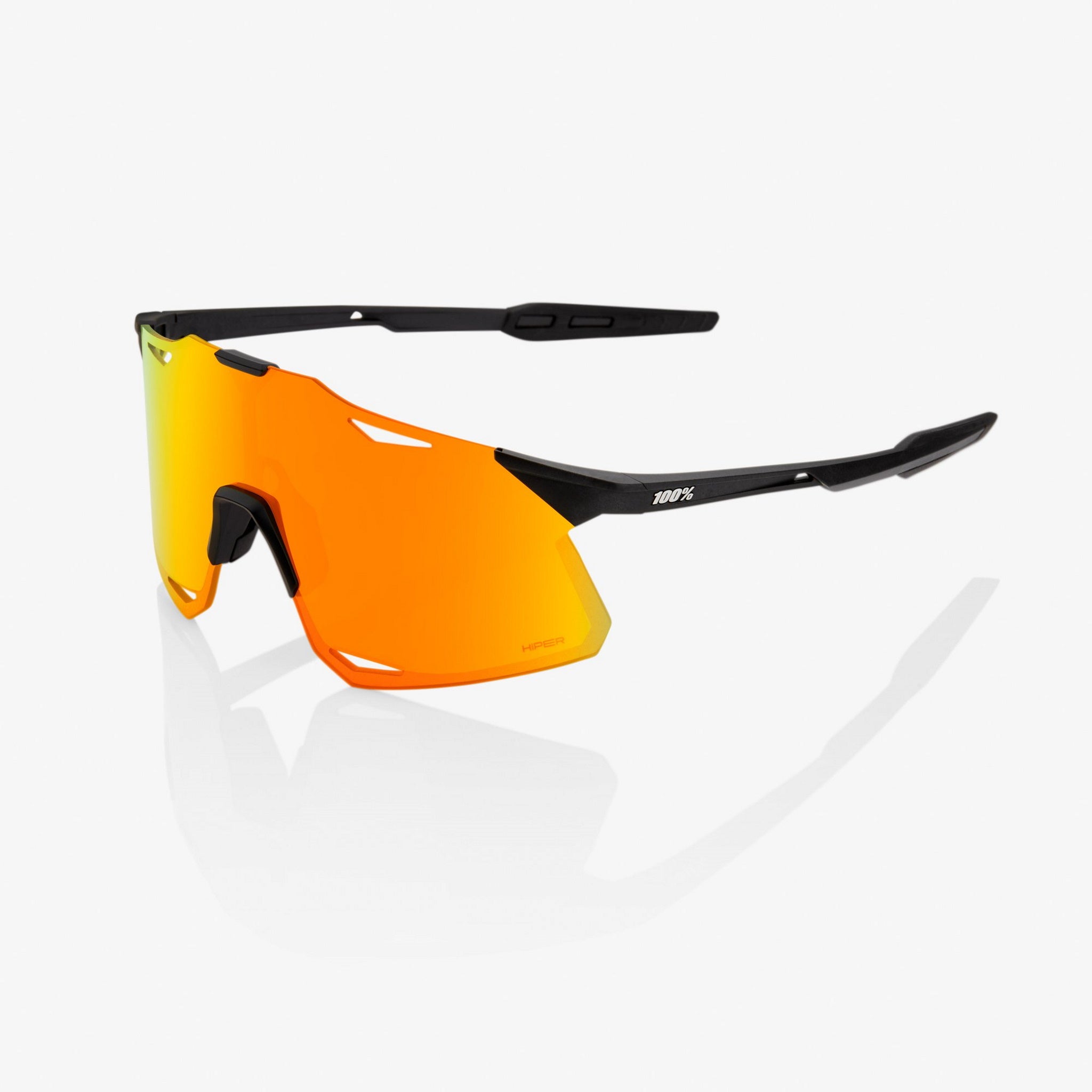 100% Hypercraft Sunglasses Matte Black with HiPER Red Multilayer Mirror Lens