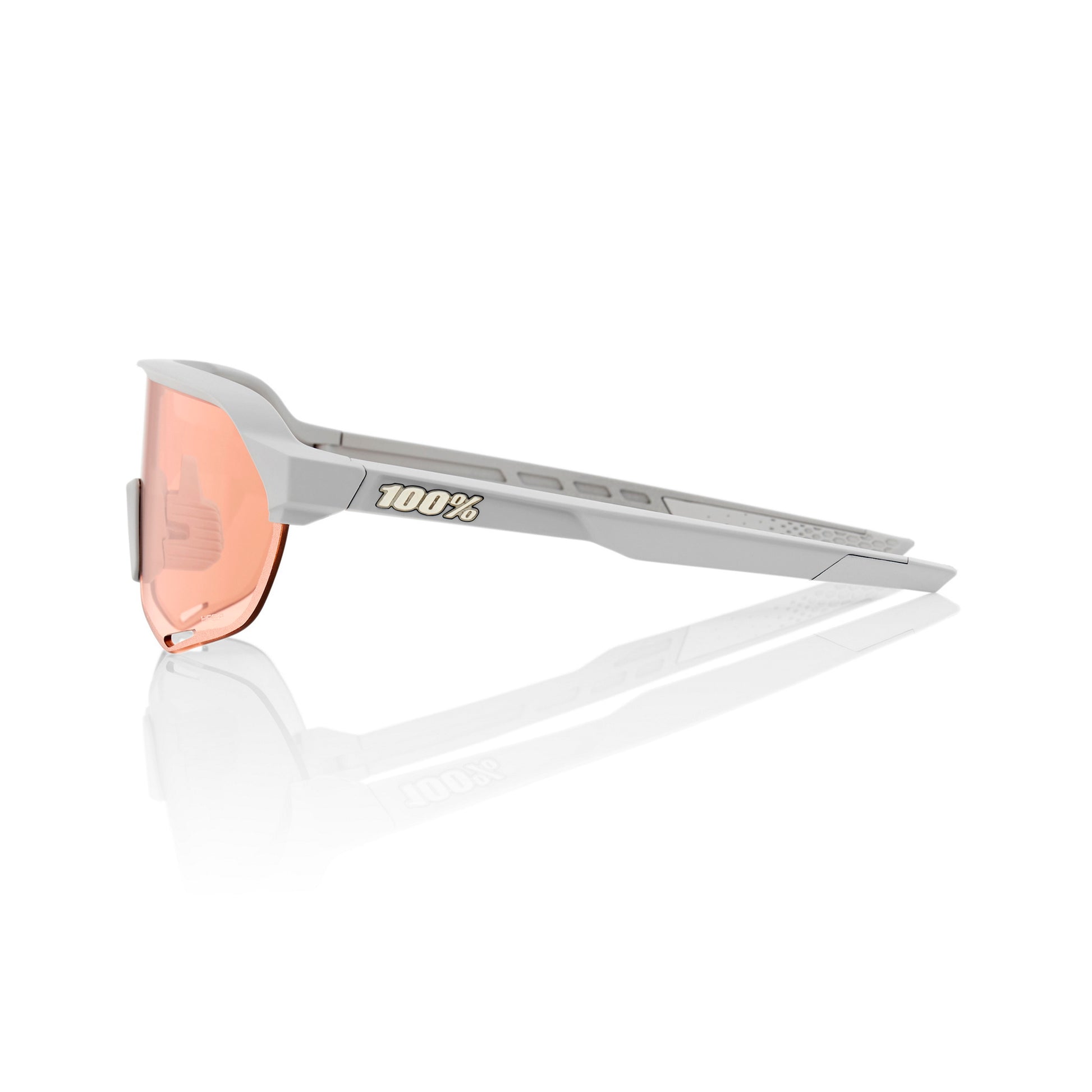 100% Sunglasses S2 Soft Tact Stone Grey with HiPER Coral Lens