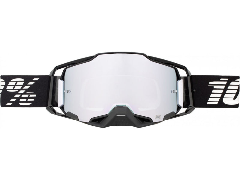 100% Armega Goggles Black with Silver Flash Mirror Lens