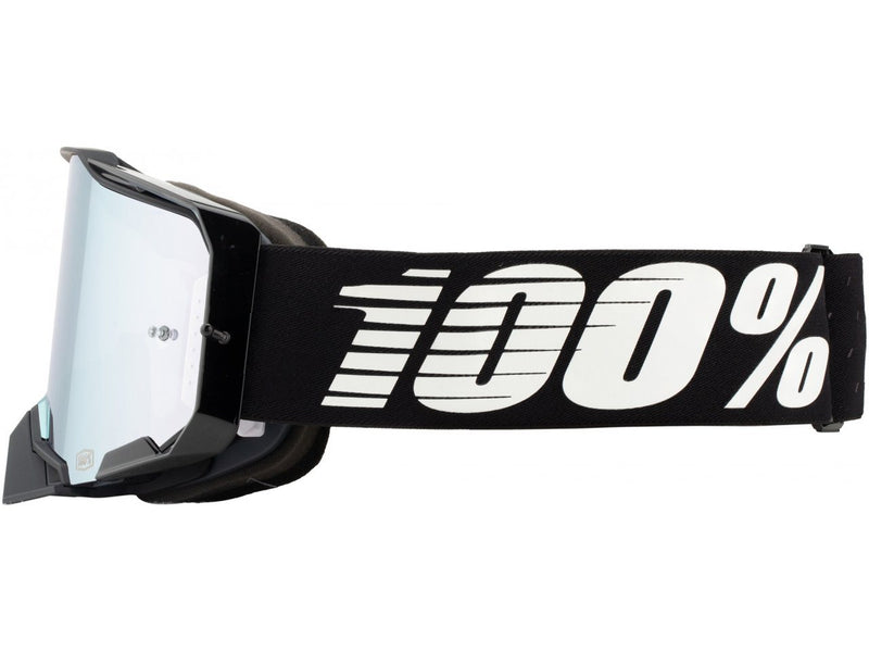 100% Armega Goggles Black with Silver Flash Mirror Lens