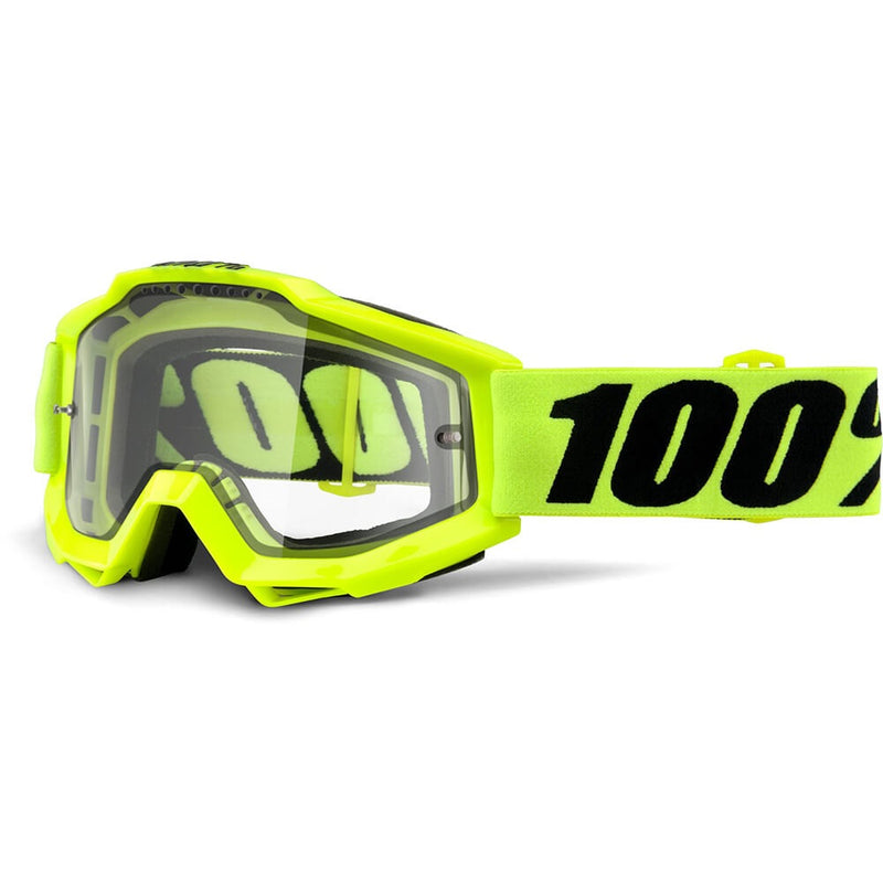 100% Accuri Enduro MTB Goggles Fluro Yellow with Clear Lens