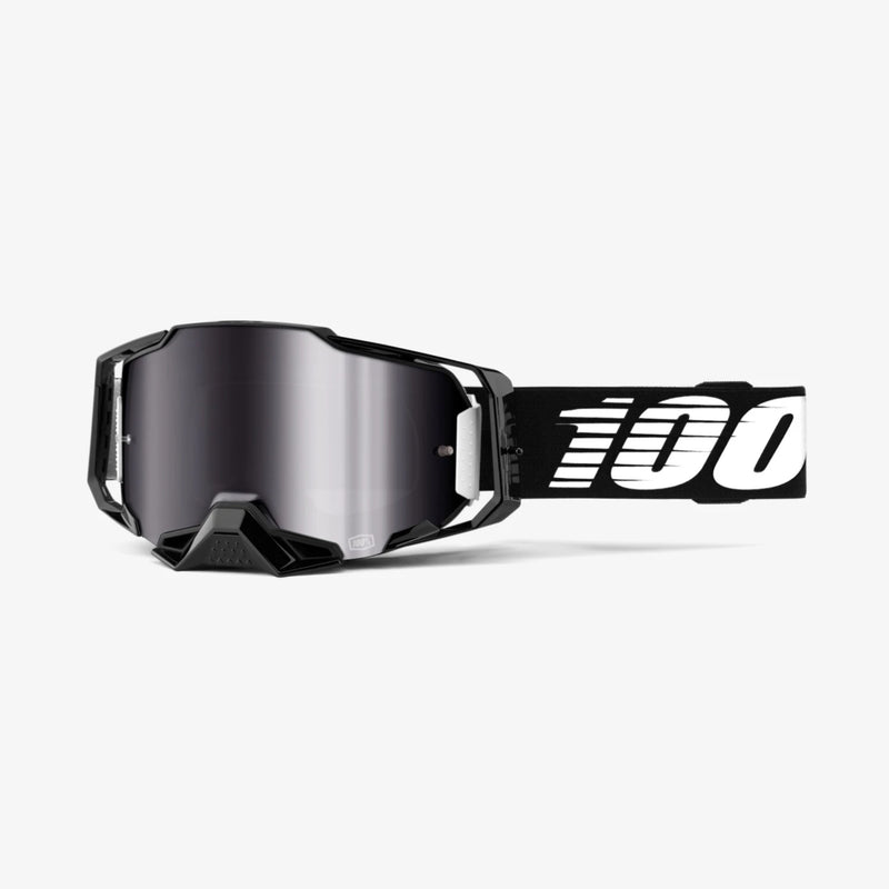 100% Armega Goggle Black with Silver Flash Mirror Lens