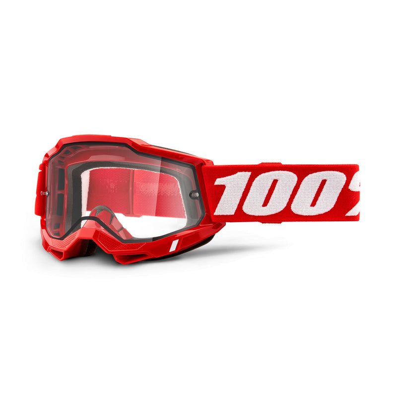 100% Goggles Accuri 2 Enduro MTB Red with Clear Vented Dual Lens