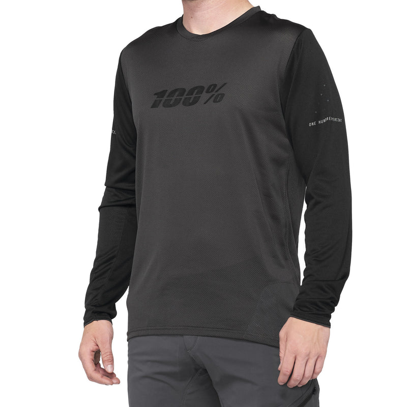 100% Ridecamp Long Sleeve Jersey Black/Charcoal