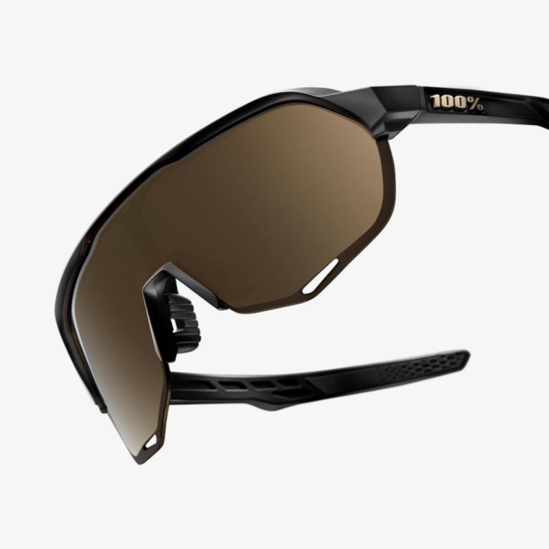 100% S2 Sunglasses Matte Black with Soft Gold Lens