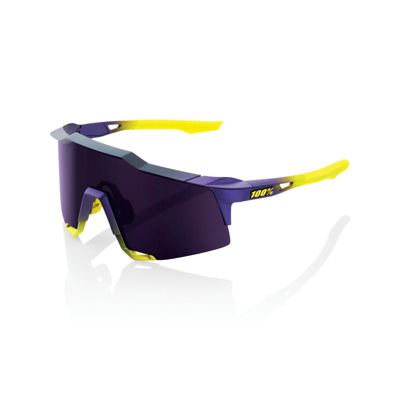100% Speedcraft Sunglasses Matte Metallic Digital Brights with Dark Purple Lens