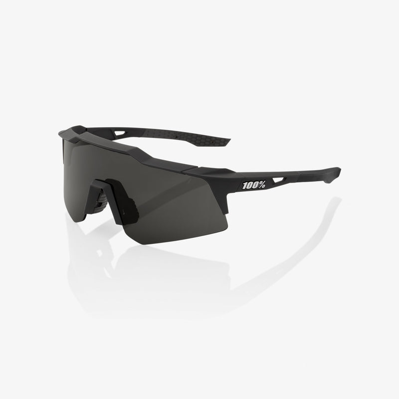 100% Speedcraft XS Sunglasses Soft Tact Black with Smoke Lens