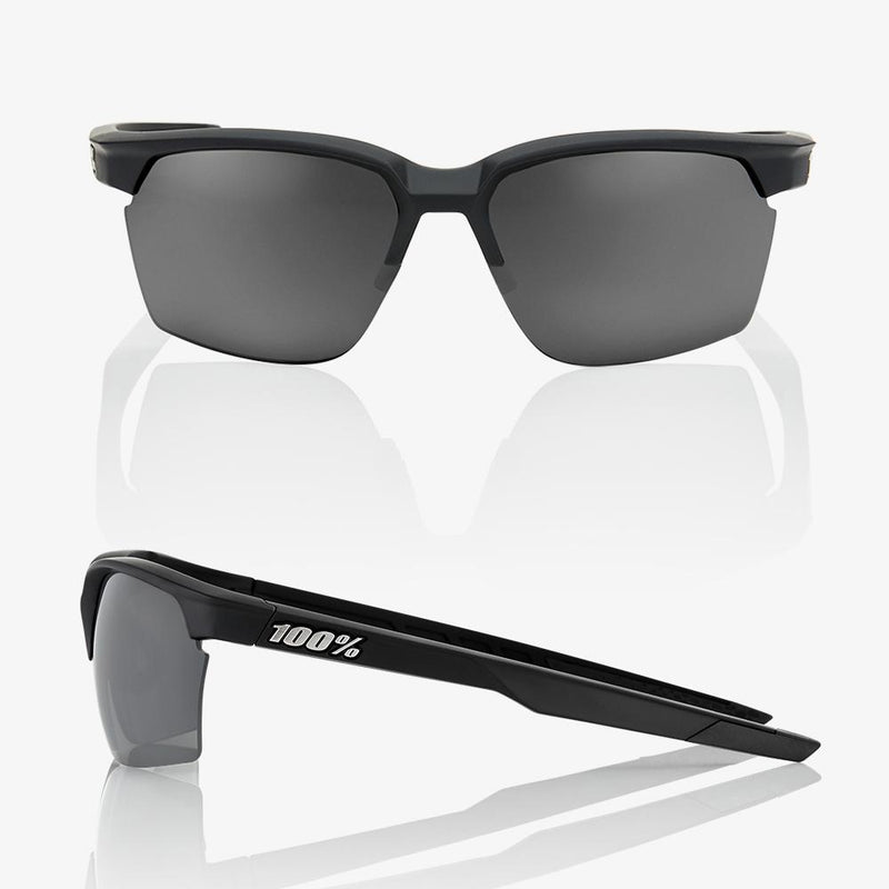 100% Sportcoupe Sunglasses Black with Smoke Lens