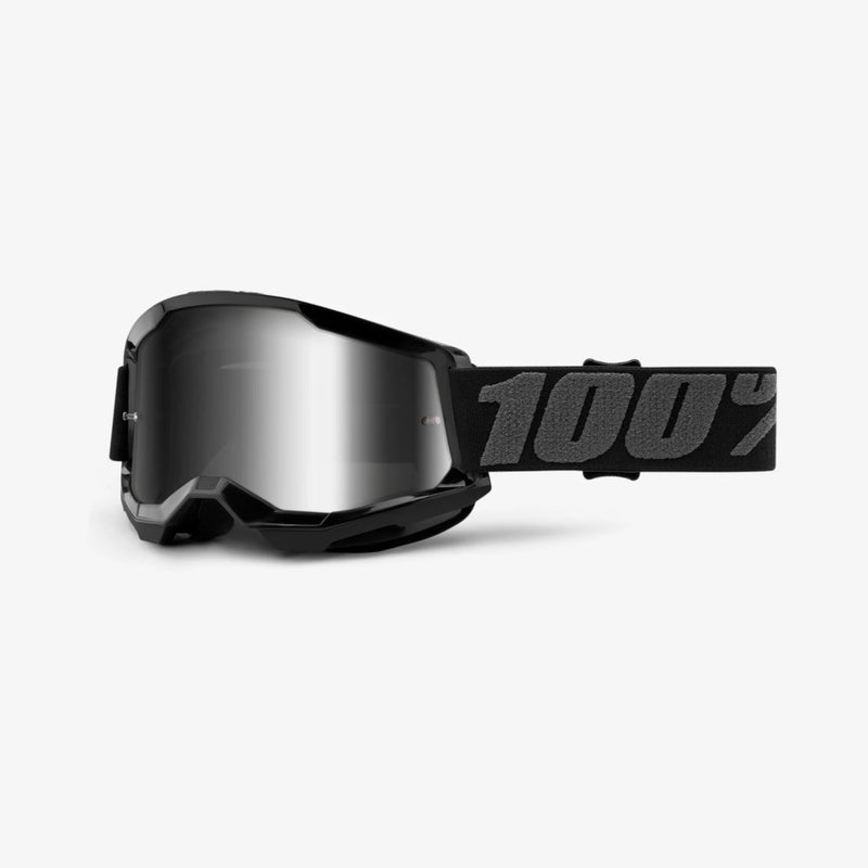 100% Strata 2 Goggle Black with Mirror Silver Lens