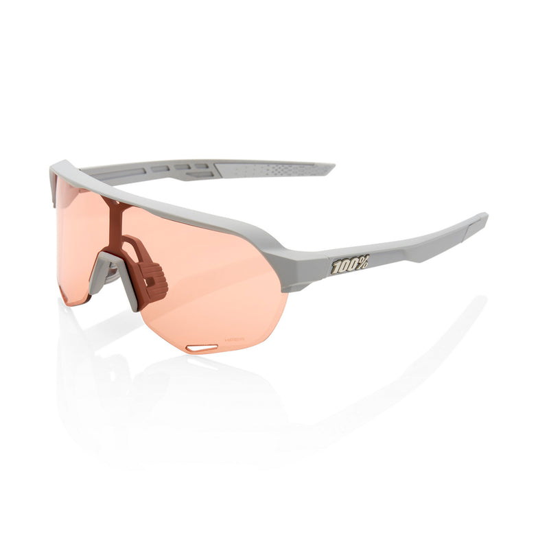 100% Sunglasses S2 Soft Tact Stone Grey with HiPER Coral Lens