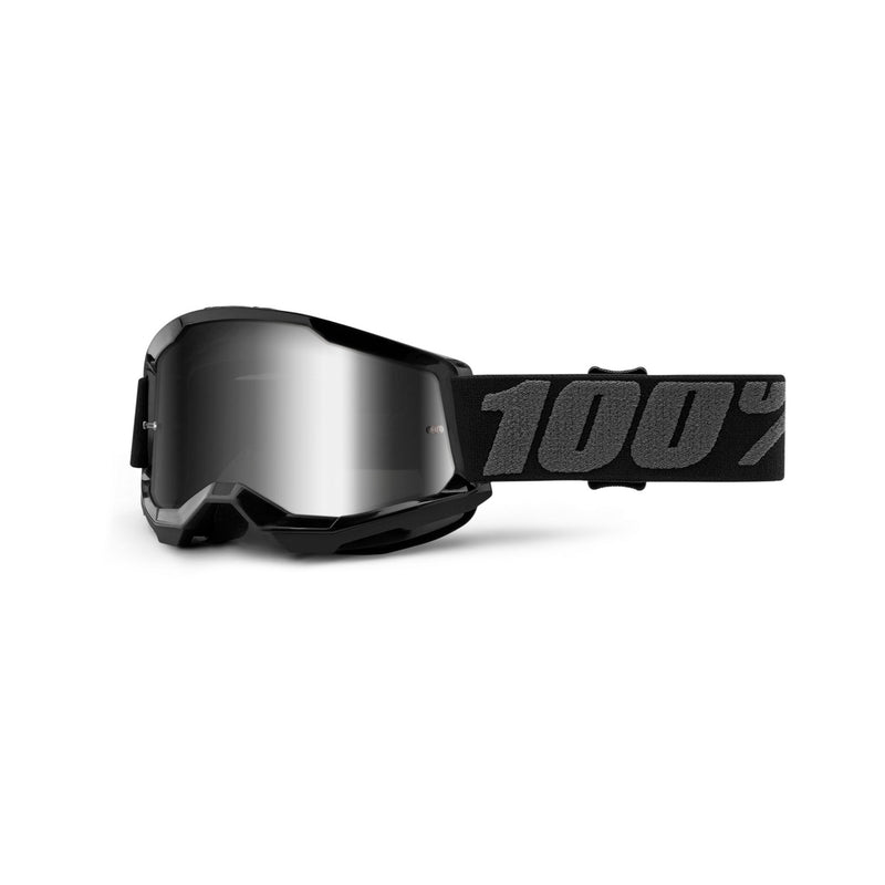 100% Strata 2 Goggle Black with Silver Mirror Lens