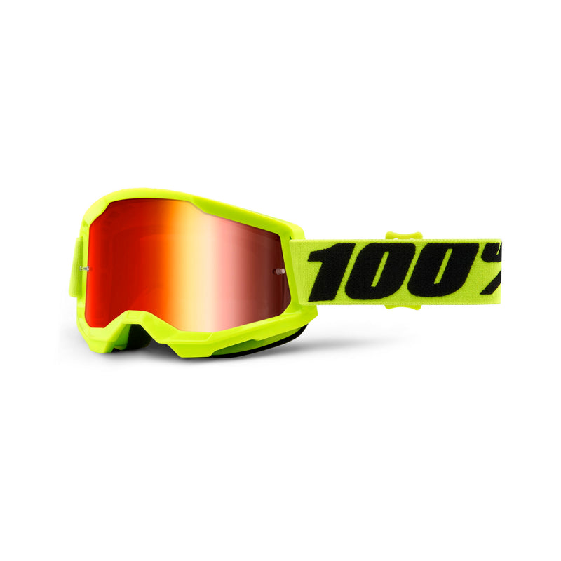100% Strata 2 Goggle Yellow with Red Mirror Lens