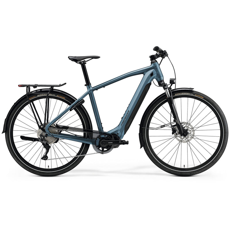 Merida Espresso 500 EQ Electric Bike 630Wh Battery Silk Steel Blue/Grey