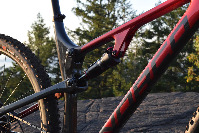 Norco Revolver FS1 120 XC Race Bike Black with Red Fade (2020)