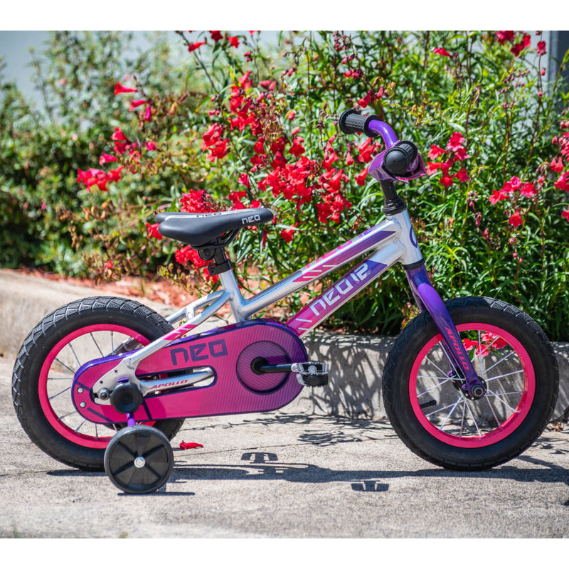 Apollo Neo 12" Kids Bike Brushed Alloy/Purple/Pink
