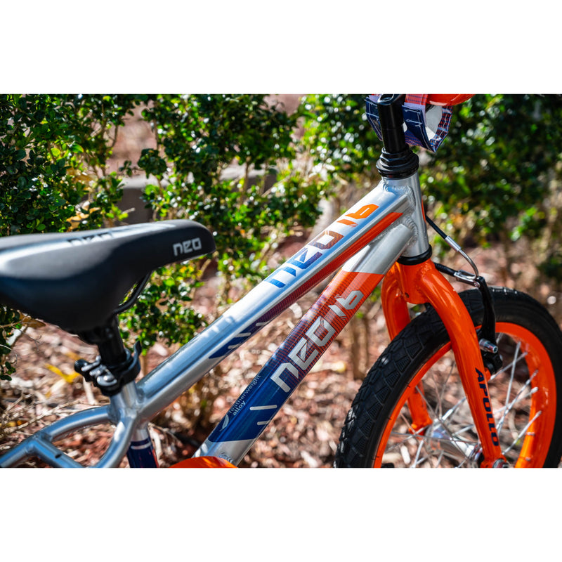 Apollo Neo 16" Kids Bike Brushed Alloy/Orange/Navy