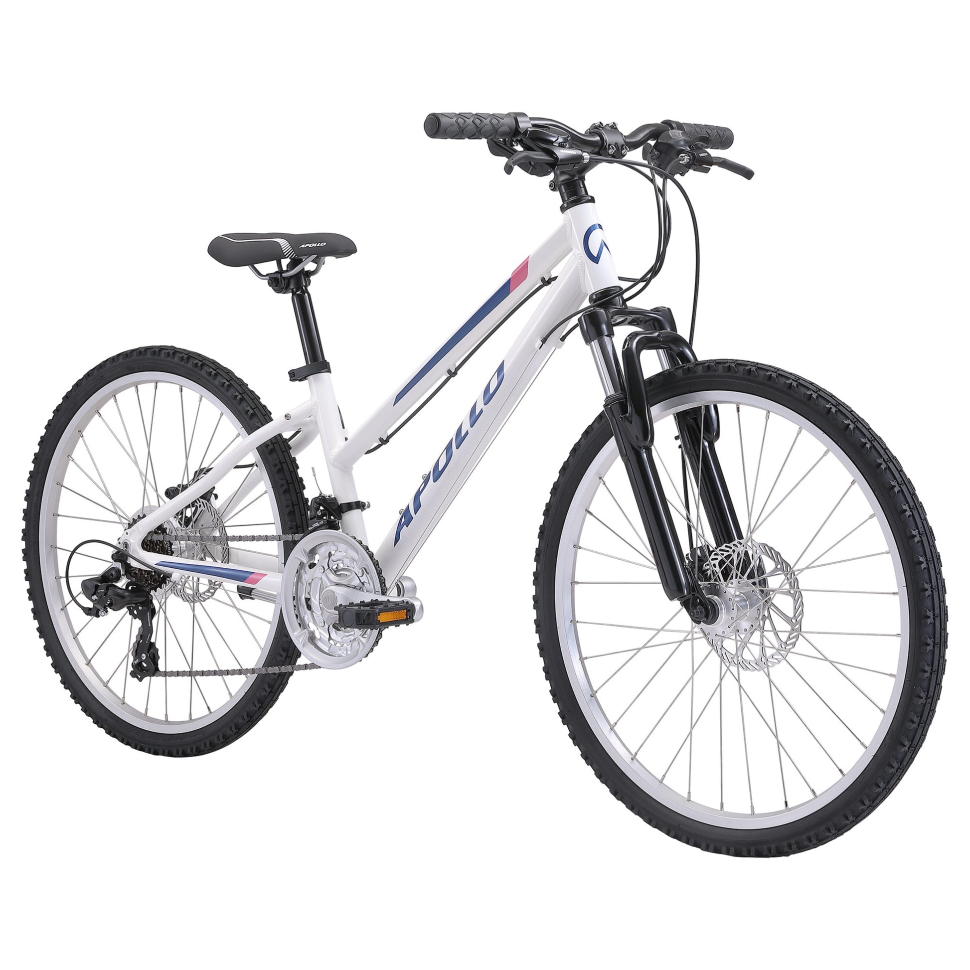 Apollo Verve 24" Kids Mountain Bike Gloss White/Navy/Pink