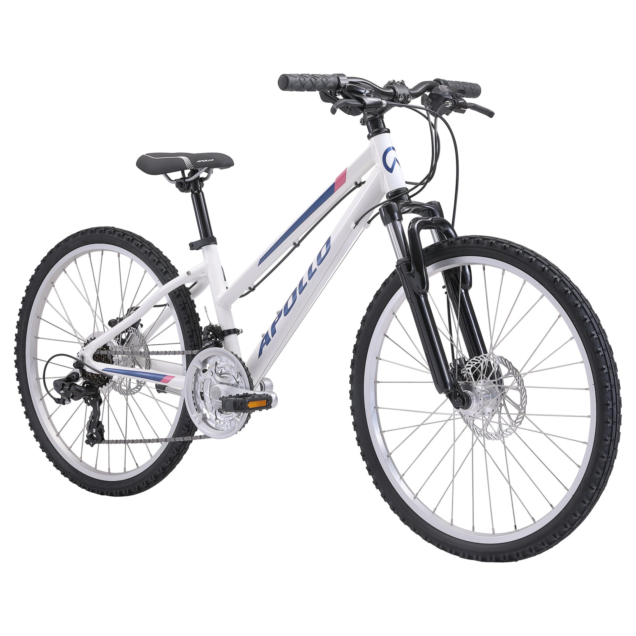 Apollo Verve 24" Kids Mountain Bike Gloss White/Navy/Pink