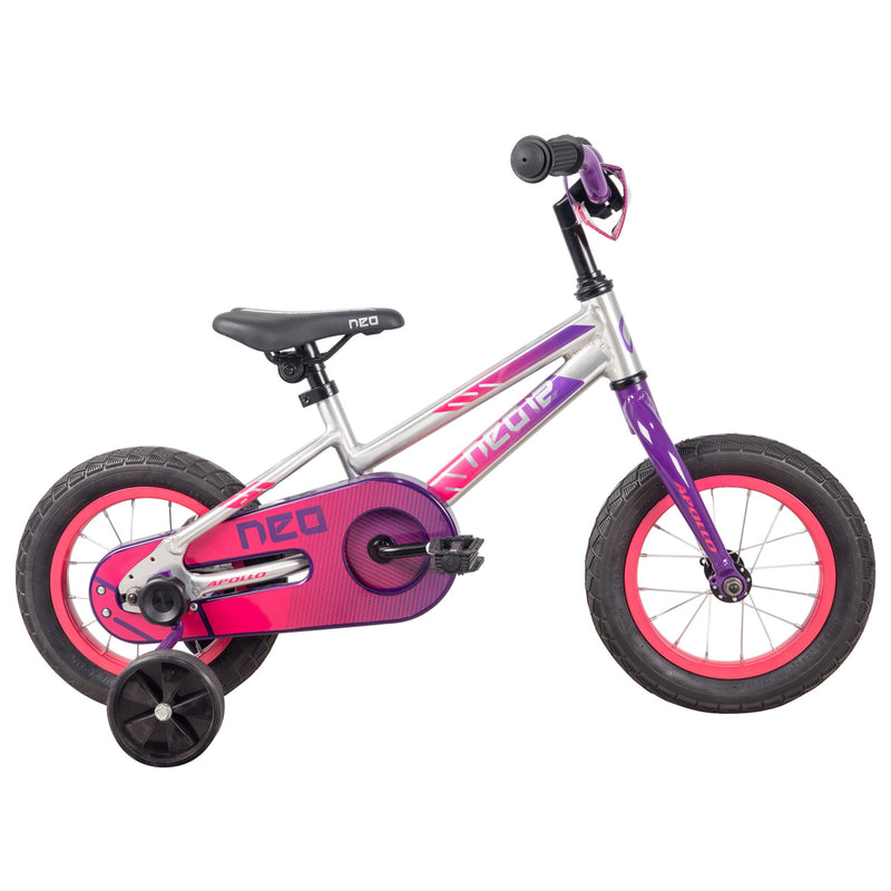 Apollo Neo 12" Kids Bike Brushed Alloy/Purple/Pink