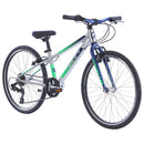 Apollo Neo 24" Kids Bike 7-Speed Brushed Alloy/Navy/Neon Green