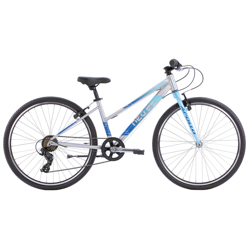 Apollo Neo 26" Kids Bike 7-Speed Brushed Alloy/Ice Blue/Navy