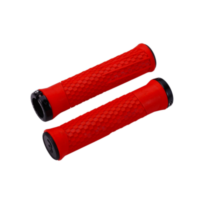 BBB 'PYTHON' MTB GRIP 142mm  RED / BLACK LOCKRING
