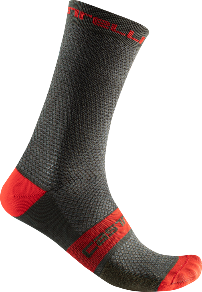 Castelli Sock Superleggera T18 Military Green/Fiery Red