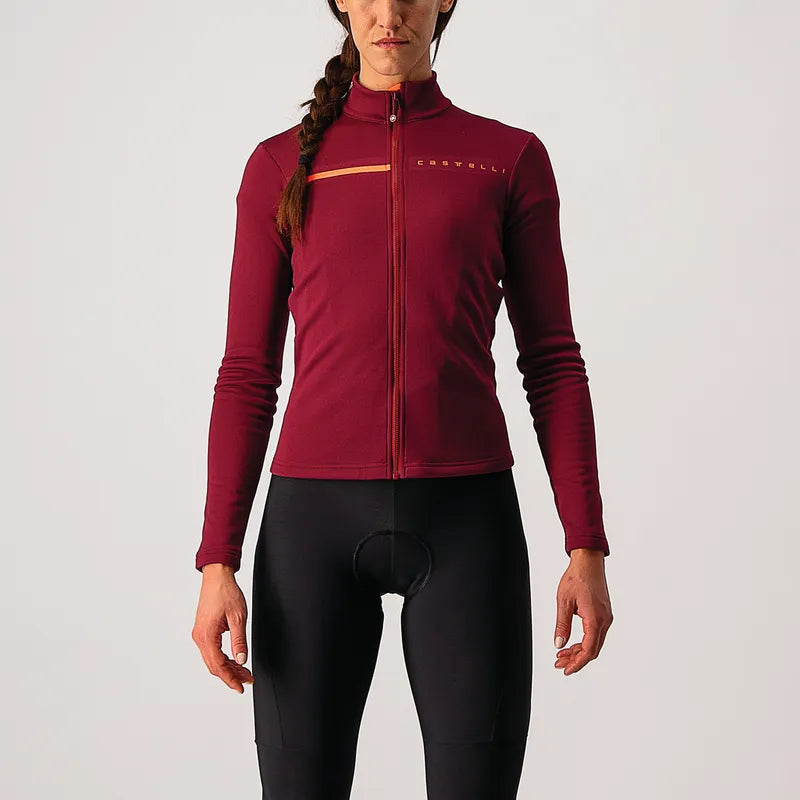 Castelli Jersey Sinergia 2 FZ Womens Bordeaux/Brilliant Pink