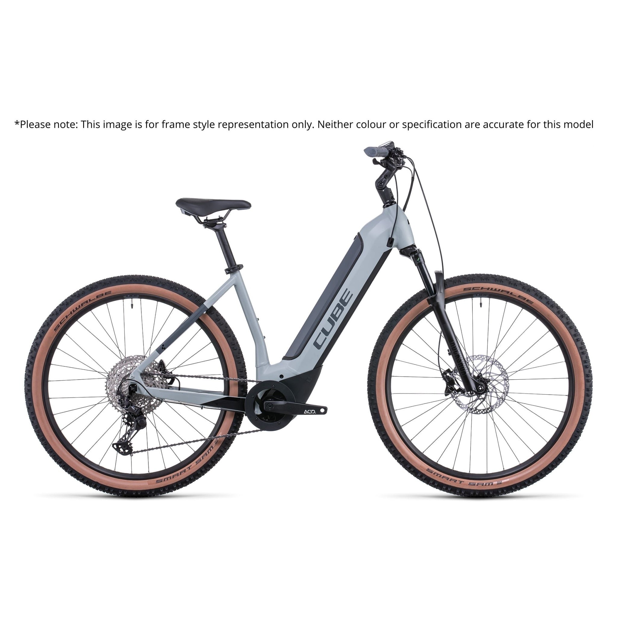 Cube Reaction Hybrid Pro Electric Mountain Bike Easy Entry Prisma Grey 'n' Red 625Wh Battery