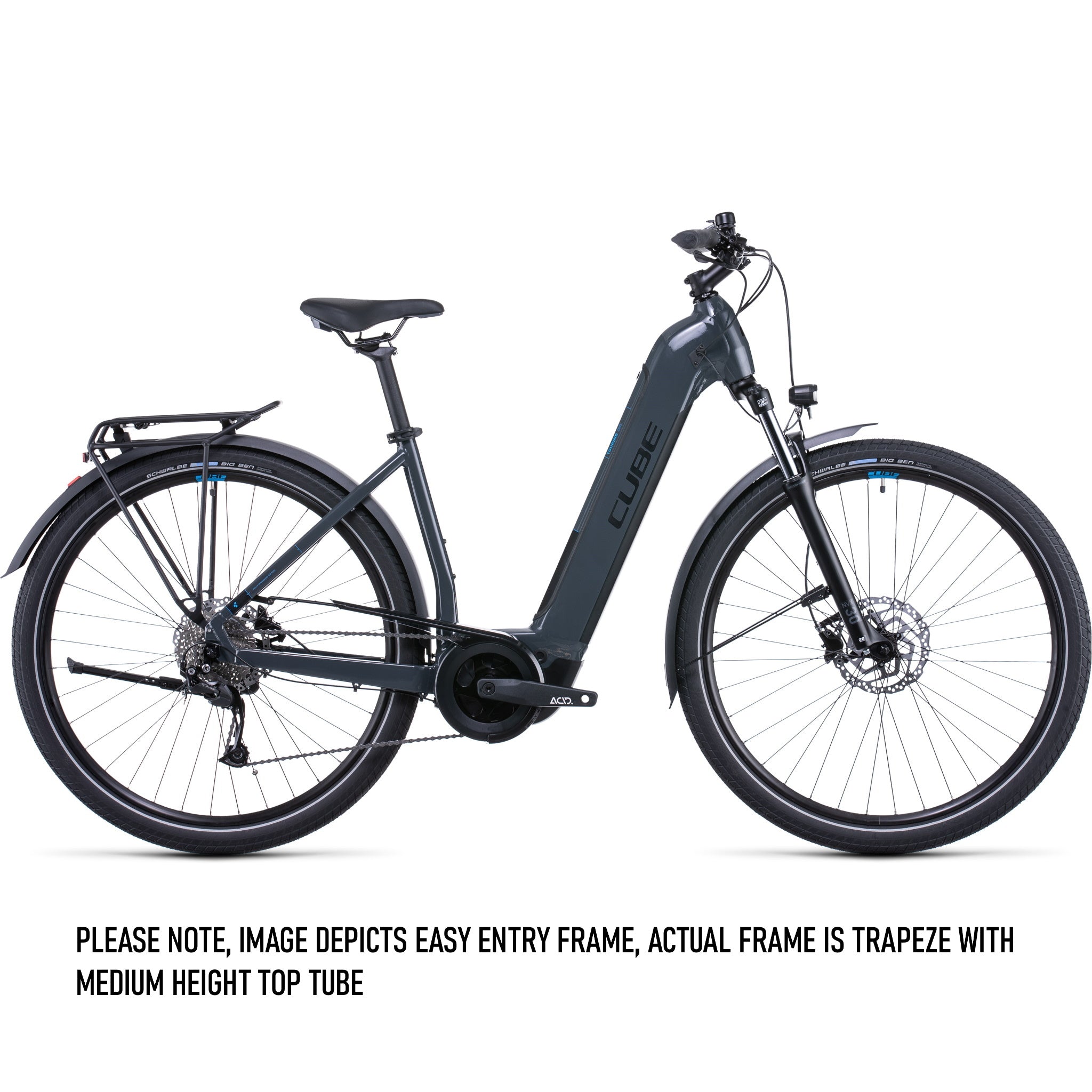 Cube Touring Hybrid One 500 Electric Bike Trapeze Grey 'n' Blue