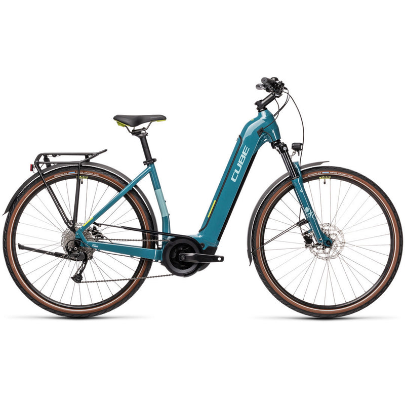 Cube Touring Hybrid One Easy Entry Electric Bike 500wh Battery Blue 'n' Green