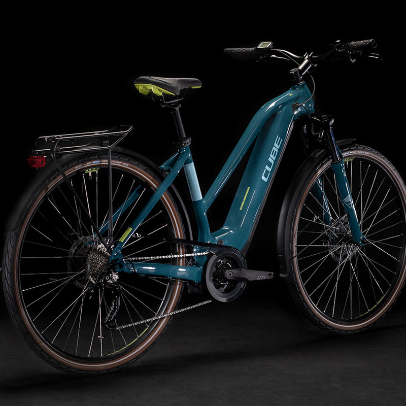 Cube Touring Hybrid One Trapeze Electric Bike 500wh Battery Blue 'n' Green