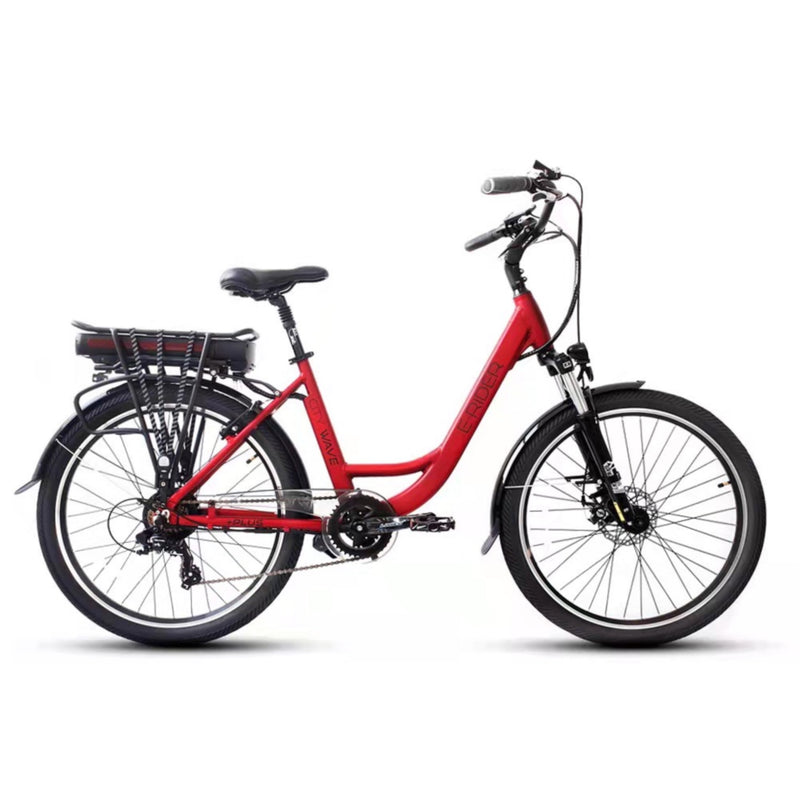 E-Rider City Wave Electric Hybrid Bike 375wh Battery Red