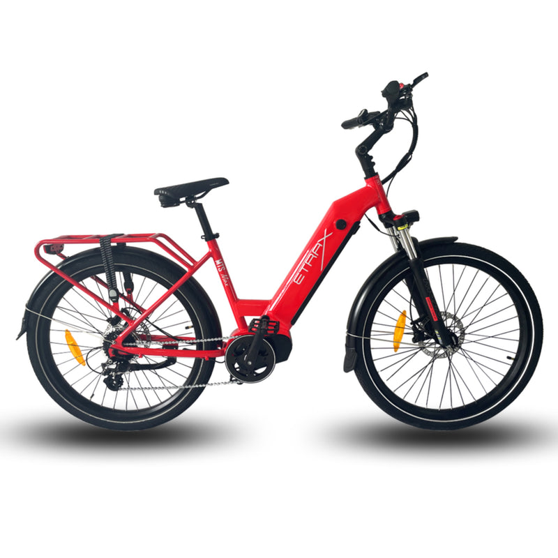 E-Trax MTS ST Electric Hybrid Bike 672wh Battery Red