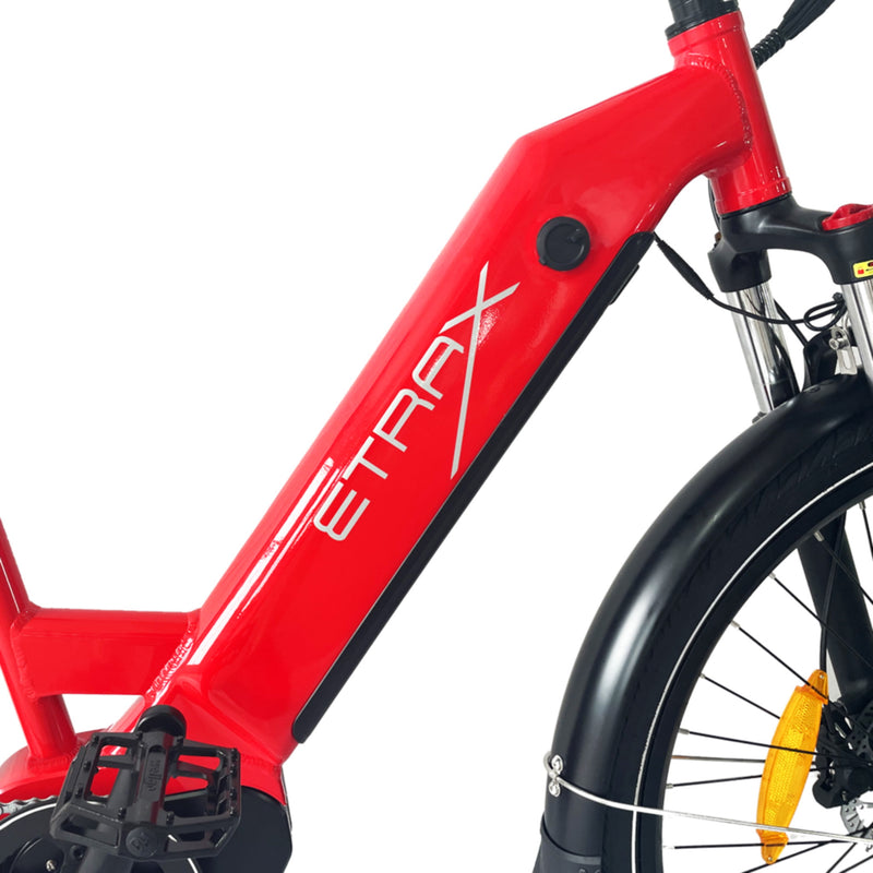 E-Trax MTS ST Electric Hybrid Bike 672wh Battery Red