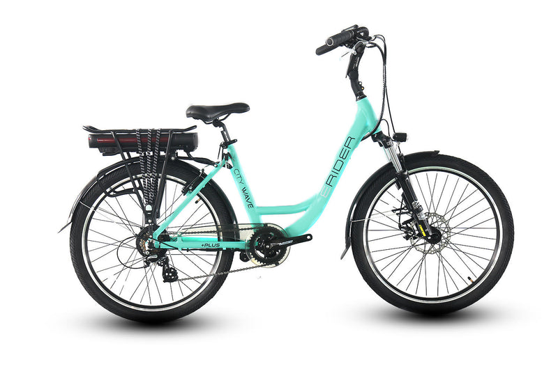 E-Rider City Wave Electric Bike 375wh Battery Teal