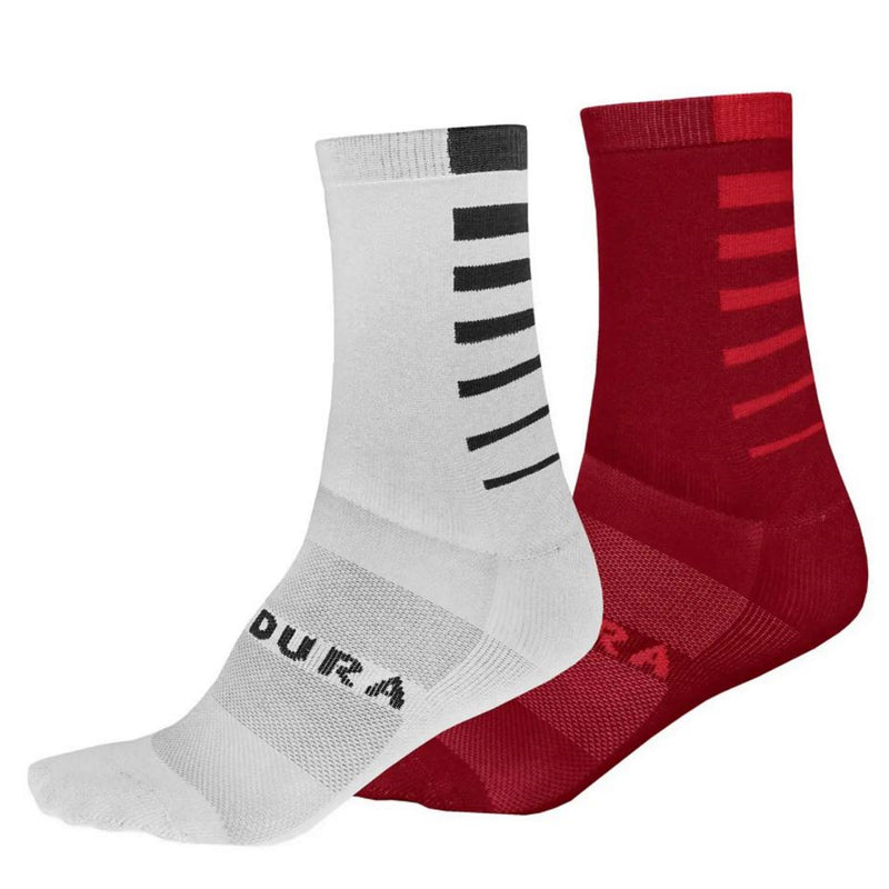 Endura Coolmax Stripe Socks Twin Pack Rust Red