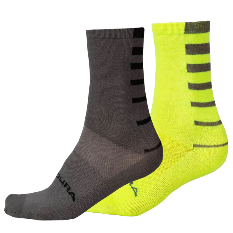 Endura Coolmax Stripe Socks (Twin Pack) Hi Vis