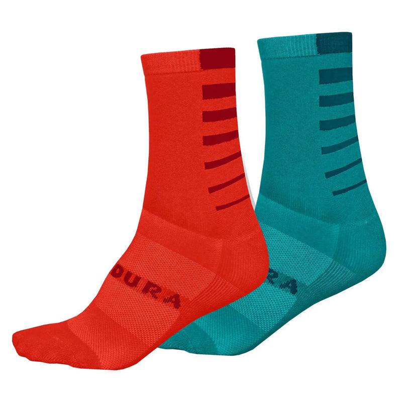 Endura Women’s Coolmax Stripe Socks Twin Pack Pacific Blue