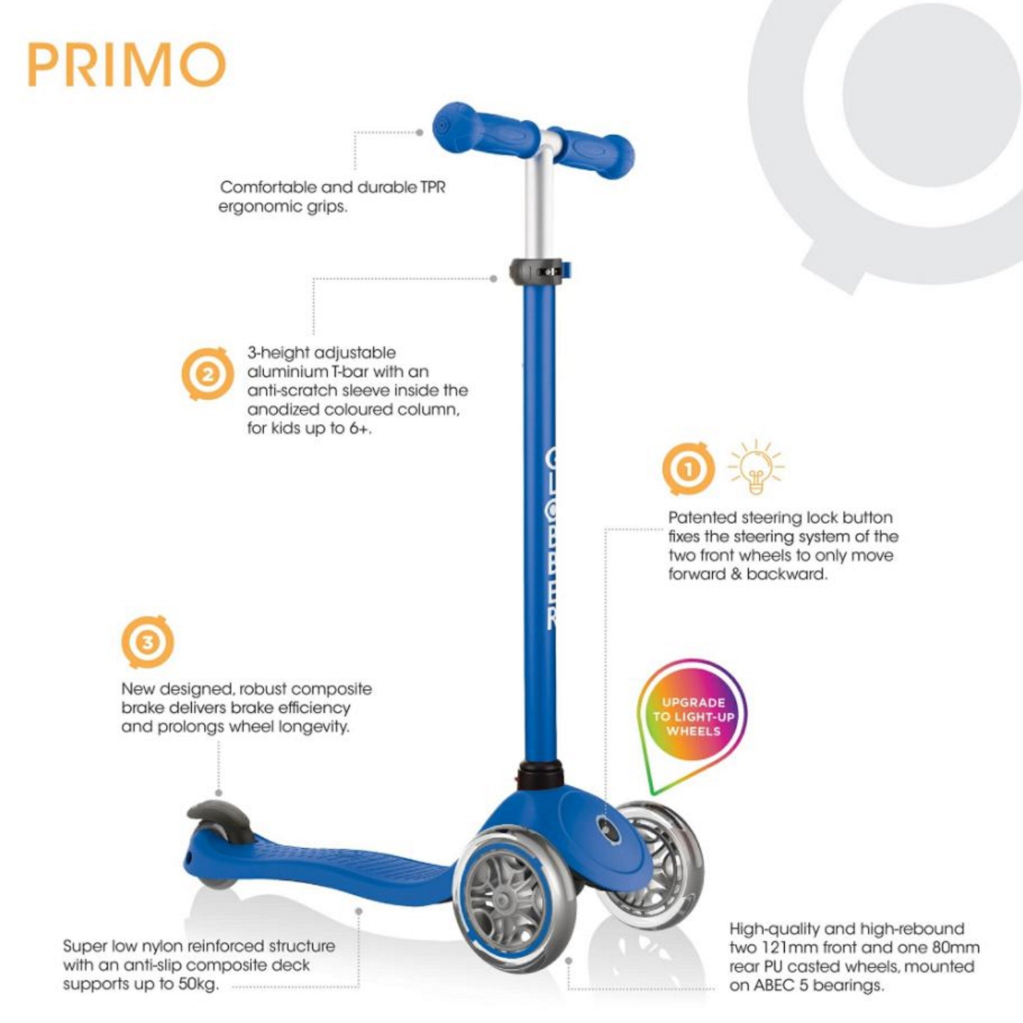 Globber Primo Lights Kids Scooter Blue