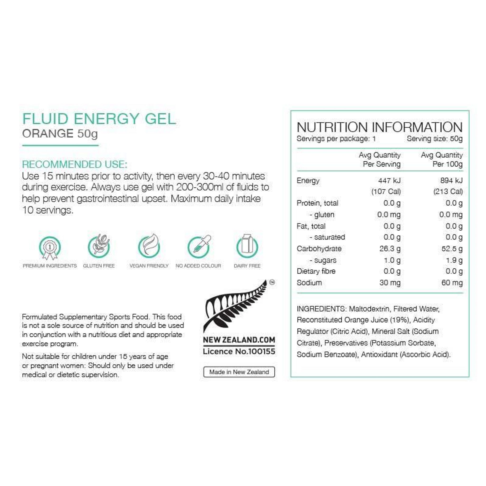PURE Energy Gel 50g Orange