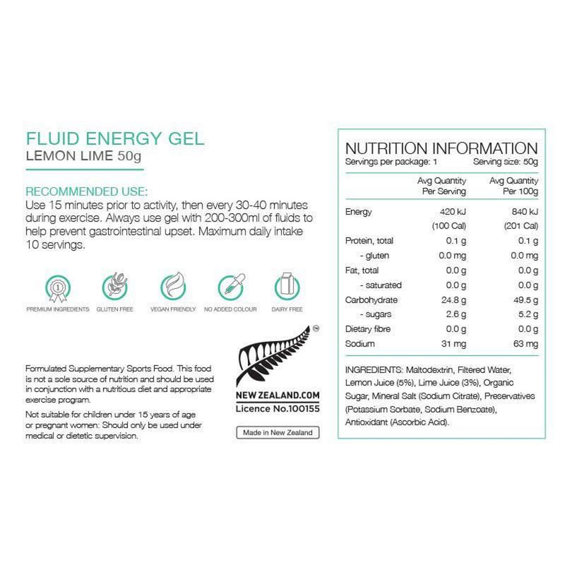 PURE Energy Gel 50g Lemon & Lime