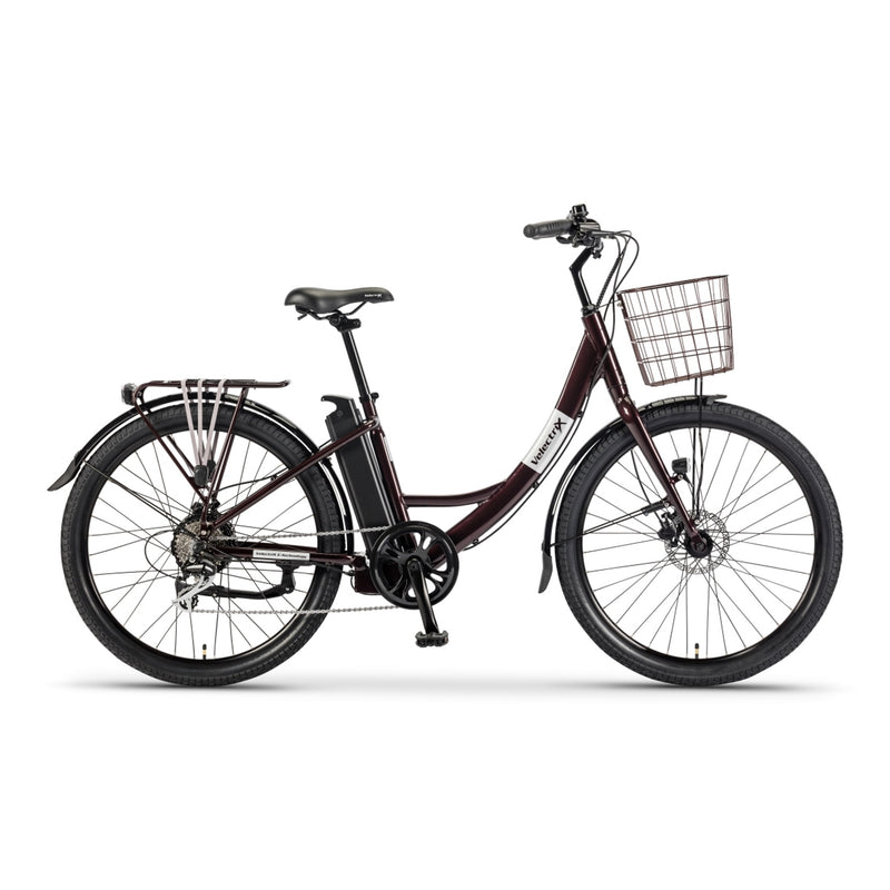 VelectriX Urban Step-Thru Hybrid Electric Bike 400wh Battery Dark Red