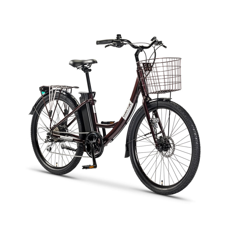 VelectriX Urban Step-Thru Hybrid Electric Bike 400wh Battery Dark Red