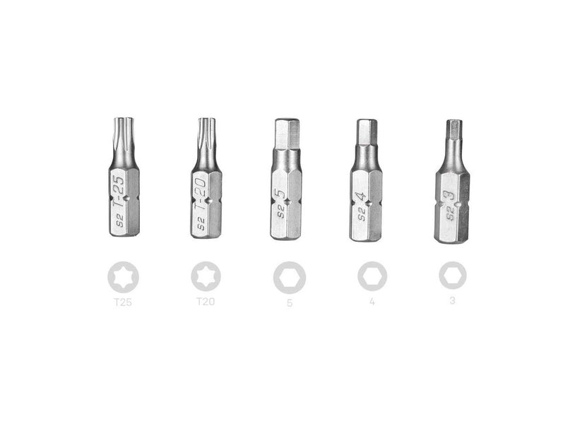 Topeak Workshop Tool Torq Stick 2-10Nm Compact Adjustable Mechanical Wrench & 5 Tool Bits