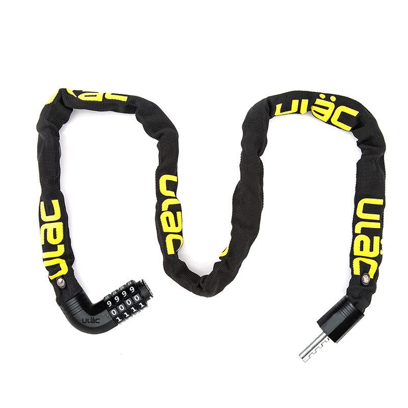 ULAC Lock Steel Kombat Combination Chain Hardened Steel 7mm x 100cm Black/Yellow