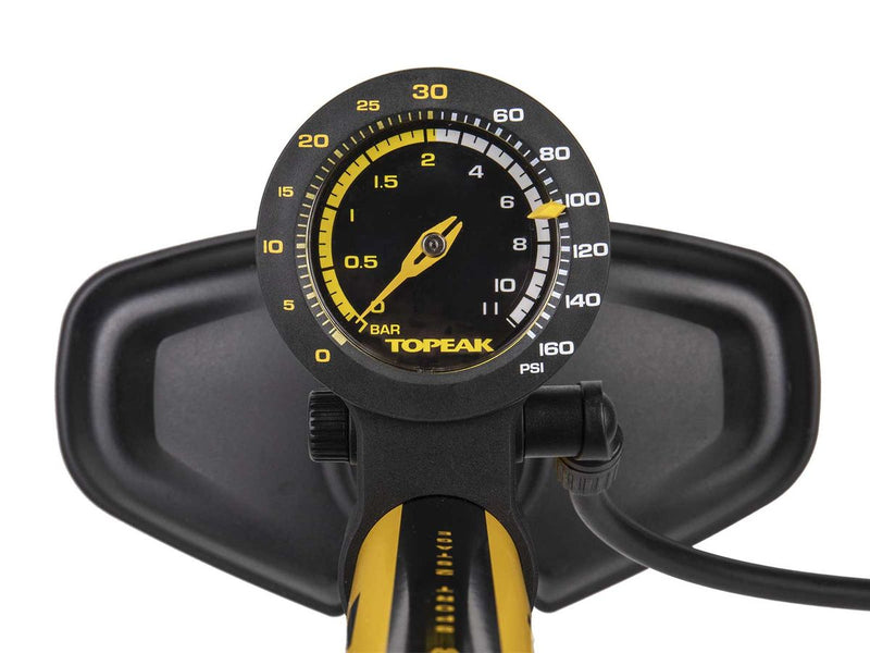 Topeak Floor Pump JoeBlow Sport 2Stage 2-stage swtich and pressure gauge, 160PSI/11 BAR 3" gauge, TwinHead DX5