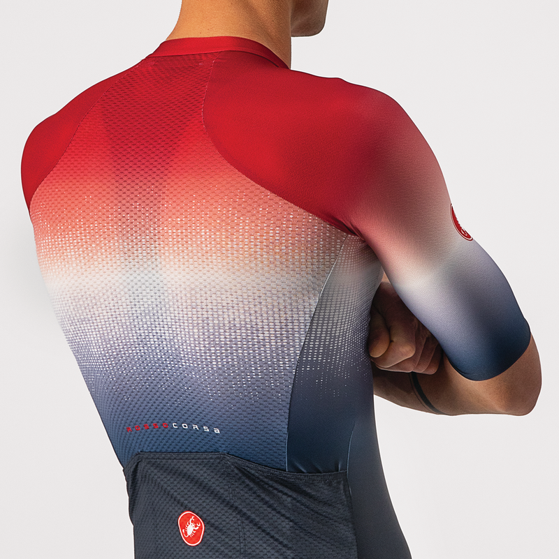 Castelli Jersey Aero Race 6.0 Savile Blue/Pro Red