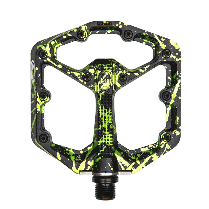 Crankbrothers Pedal Stamp 7 Small Splatter Paint Lime Green